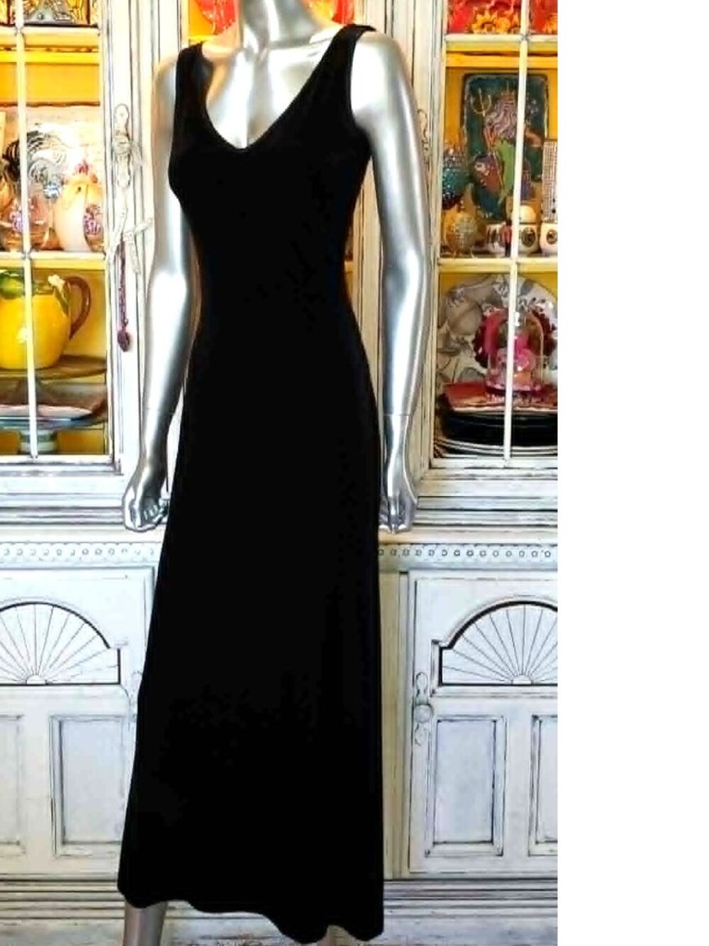 Vintage Betsey Johnson Slip Dress Evening 90s Black Velvet Backless Rose Floral - Picture 4 of 16
